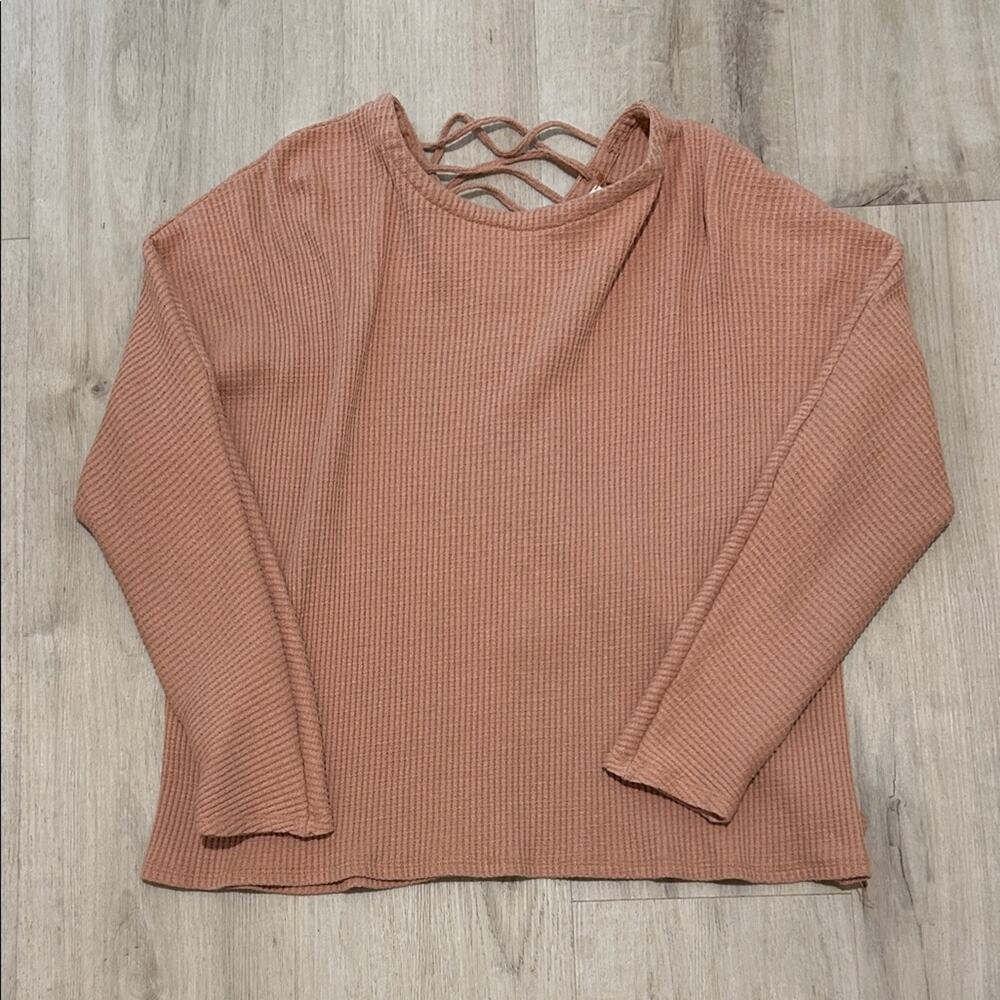Storia Ribbed Long Sleeve Top in Peach M - Picture 5 of 7